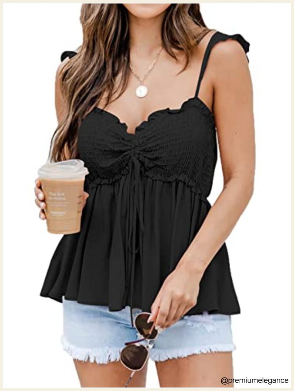 Smocked Babydoll Tank Top with Adjustable Ruffle Straps, Summer Going Out